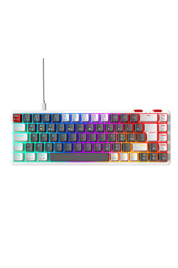 YORU Mini RGB Mekanik Gaming Oyuncu Klavyesi – Outemu Red Switch, Hot-Swap, Anti-Ghosting Gri/Beyaz - 2