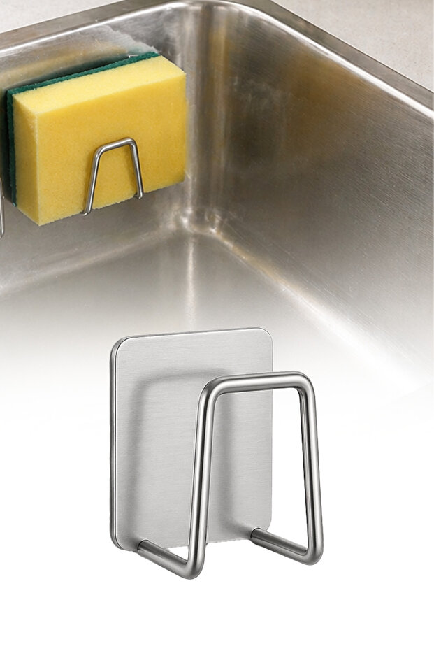 Stainless Steel Adhesive Drain Sink Sponge Holder Bathroom Kitchen Organizer 4.5cm