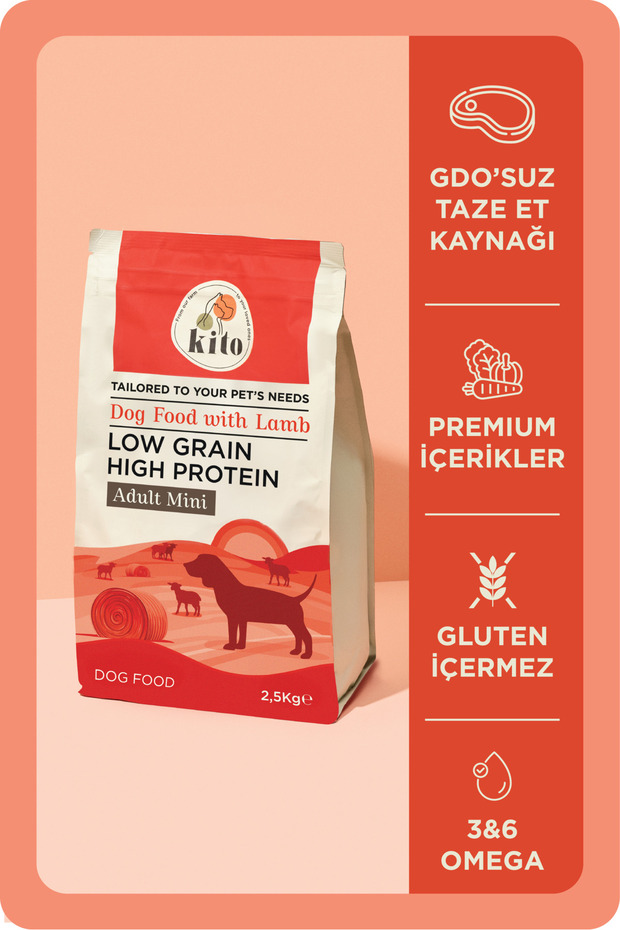 kito Doğal Besi Kuzu Etli Yetişkin Mini Irk Köpek Maması 2.5 Kg (SÜPER PREMİUM MAMA-ADULT MİNİ)