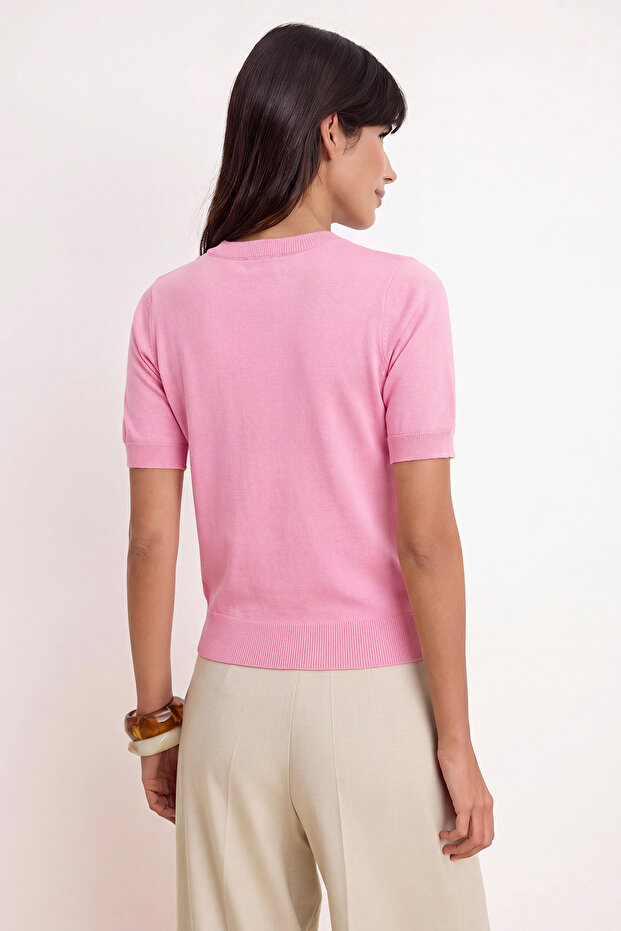 Pembe More Sustainable Bisiklet Yaka Regular Bluz TWOSS26BZ00506 - 3