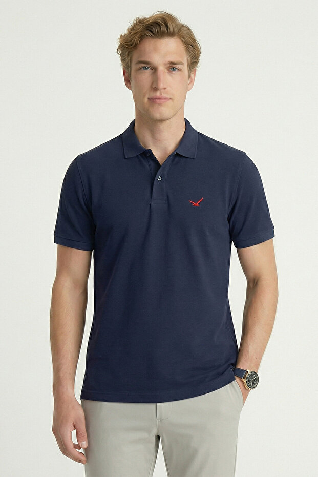 Cayman Navy Blue 100% Cotton Polo T-Shirt