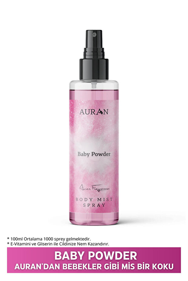 AURAN Bebek Pudrası Parfümlü Kadın Vücut Spreyi Bebeksi ve Etkileyici Vücut Misti Body Mist Spray 150ml