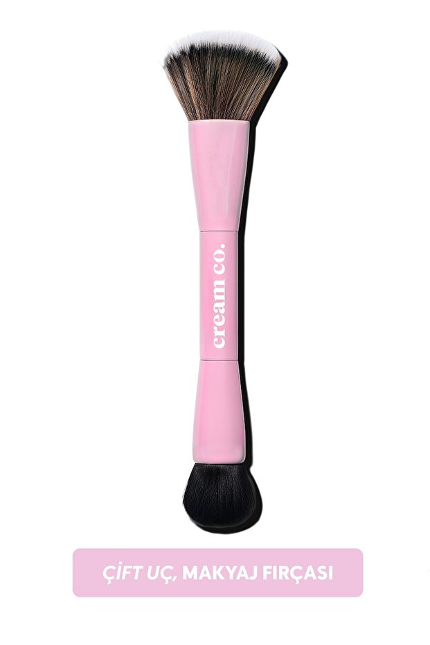 Cream Co. Çift Taraflı Makyaj Fırçası | Dual-Ended Allık Kontür Fondöten Kapatıcı | Çok Amaçlı Makeup Brush