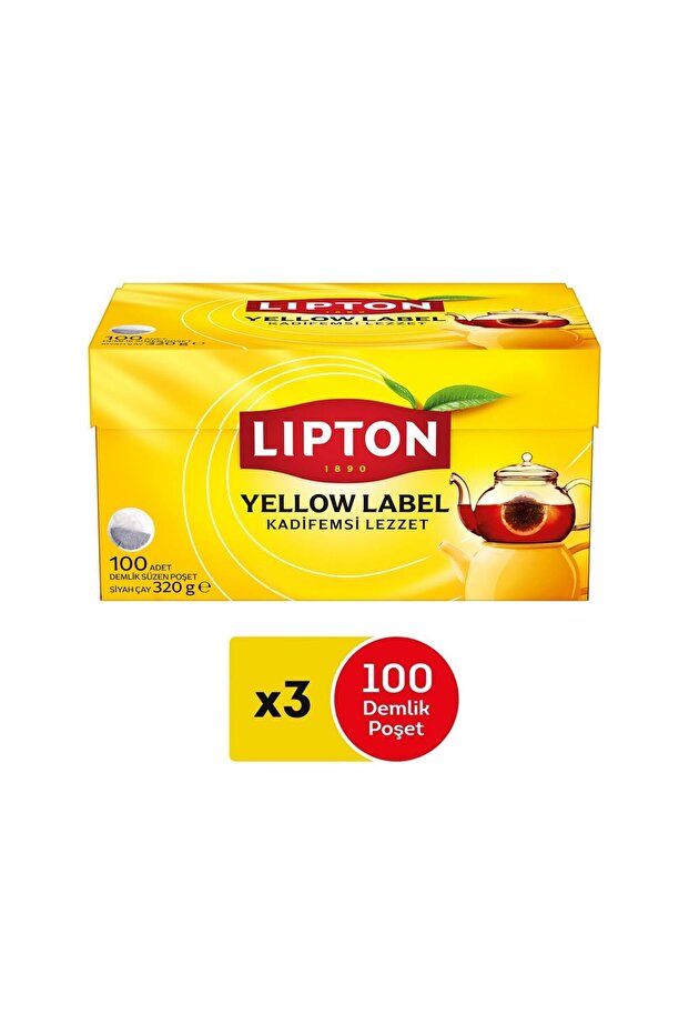 Lipton Yellow Label Demlik Poşet Çay 100'lü X 3 Adet