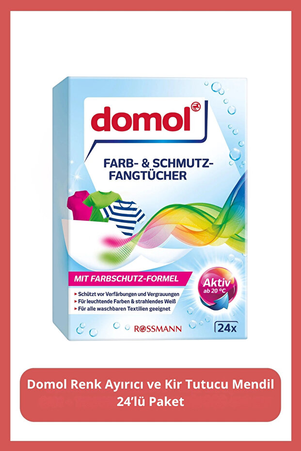Domol Renk Ayırıcı Ve Kir Tutucu Mendil 24’lü Paket