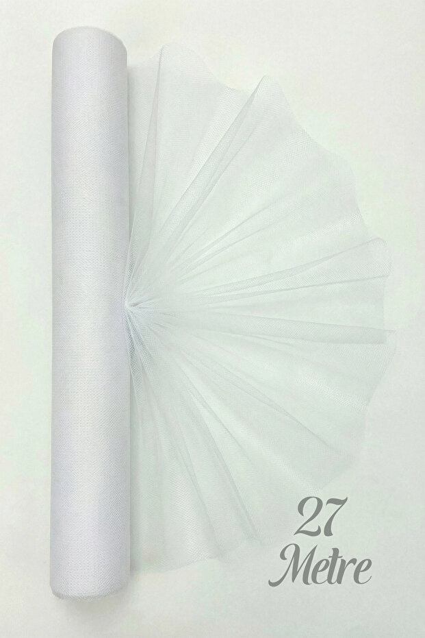 27 Meters Iranian Greek Tulle White, Engagement Dowry Bundle Door Birthday Convoy Party Decor Ornament (Width 70cm)