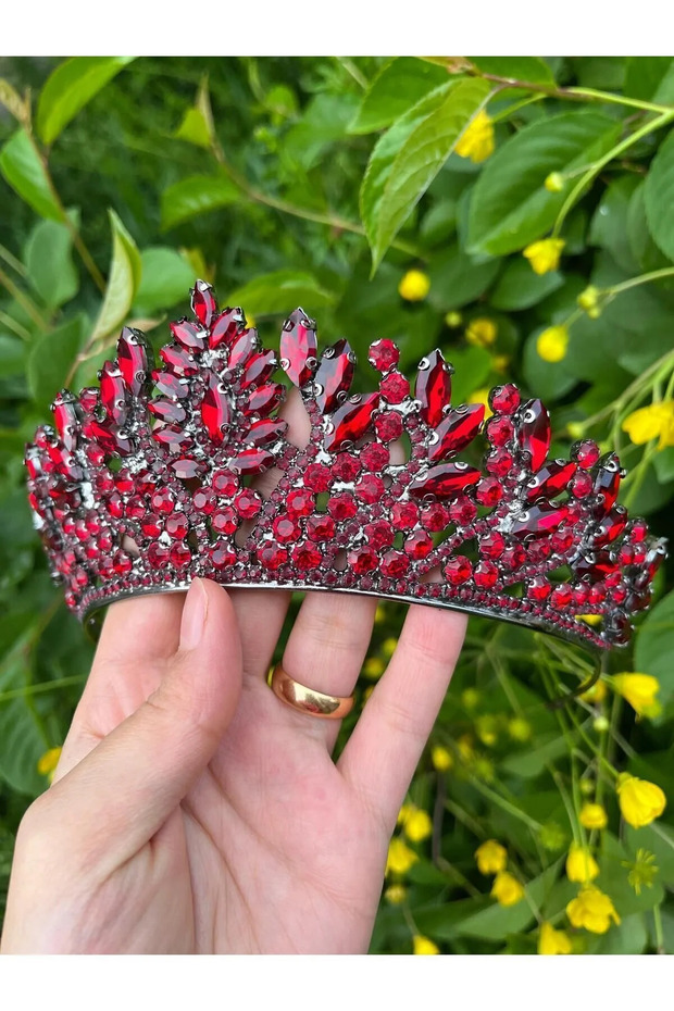 Burgundy Bridal Tiara Crystal Rhinestone Crown