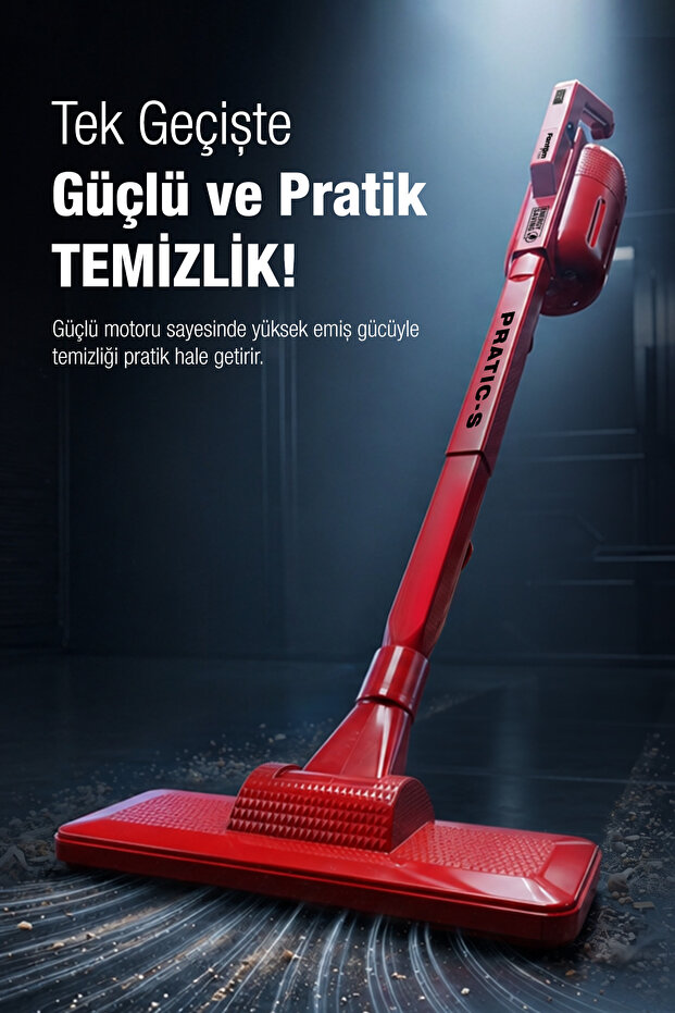 Pratıc-S P1200 Toz Torbasız Dikey Süpürge Kırmızı - 8