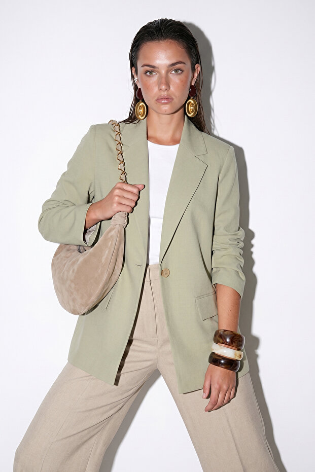 Haki Belden Oturmalı Blazer Ceket TDRSS26CE00017 - 3