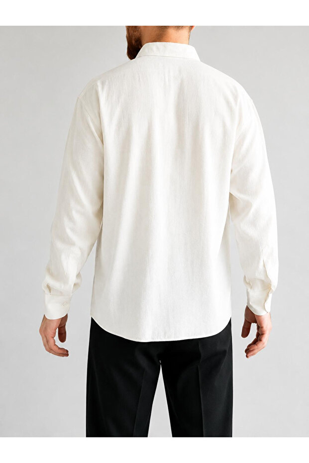 Beyaz Modal Yumuşak Dokulu Normal Kalıp/Regular Fit Yazlık Dokuma Erkek Gömlek TMNSS26GO00040 - 4