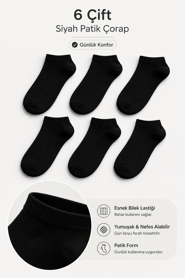 6-Pack Unisex Basic Booties Socks - 3