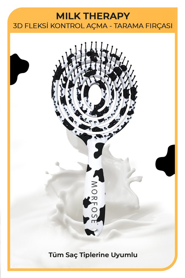 Milk therapy three-dimensional oval hair brush - easy combing, all hair types