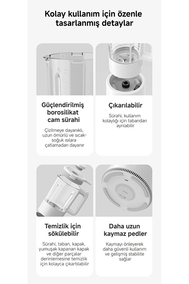 Blender Pro - Sıcak ve Soğuk Blender - Smoothie, Çorba ve Daha Fazlası İçin - Cam Sürahili - 12