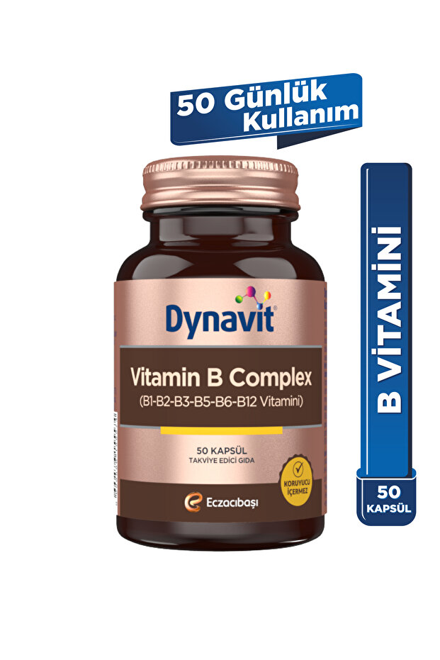 Vitamin B Complex 50 Kapsül - B1, B2, B3, B5, B6, B12 Vitaminleri - Enerji - 1