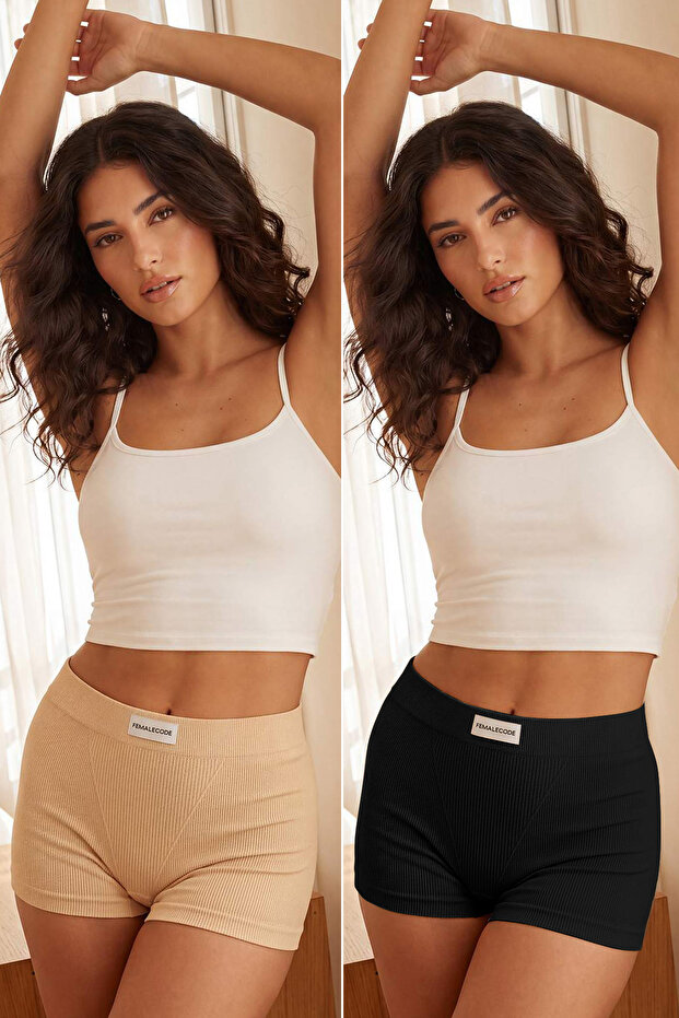 Teen Siyah-Ten 2'li Seamless/Dikişsiz Dokuma Etiketli Boxer Külot THMAW26KU00004 - 1