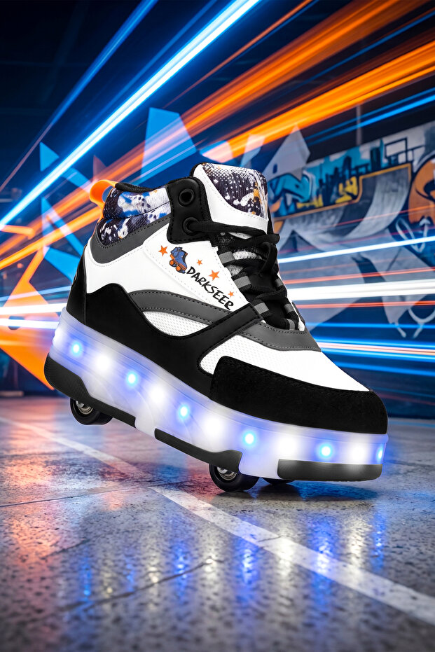 Dark Seer DS Speedy Beyaz Mavi Tekerlekli Işıklı Paten Çocuk Ayakkabı Sneaker