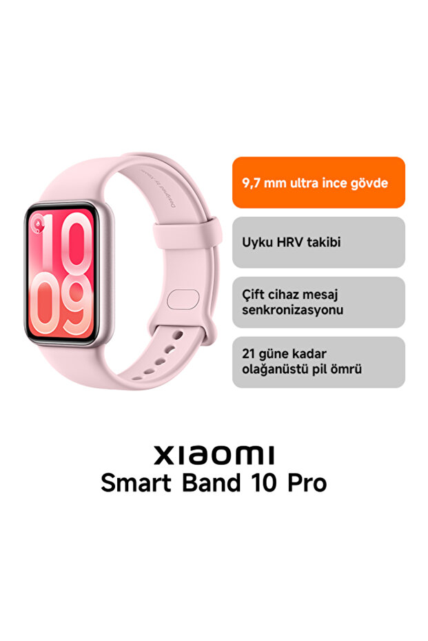 Smart Band 10 Pro Pembe Akıllı Bileklik GPS, Sağlık Takibi, iOS Android Uyumlu (Xiaomi TR Garantili) - 2