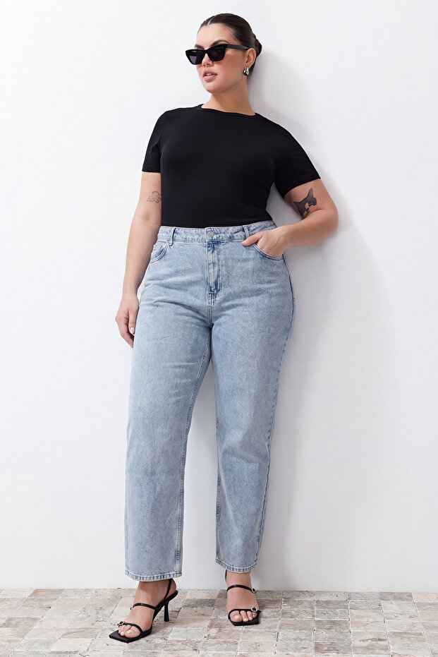 Mavi Yüksek Bel Straight Fit Jeans TBBSS24CJ00026 - 1