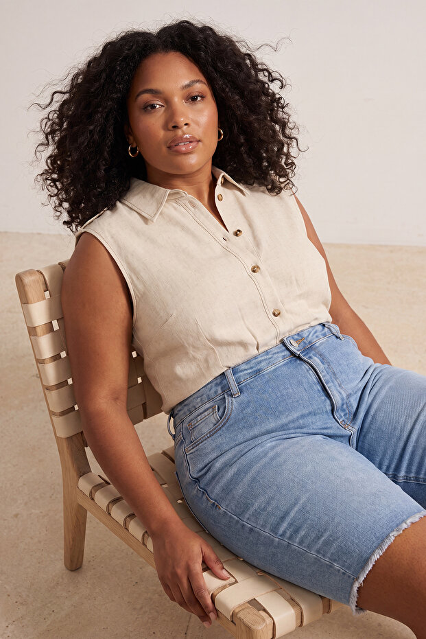 Mavi Paça Püskül Detaylı Esnek Skinny Denim Şort TBBSS24AP00012 - 2