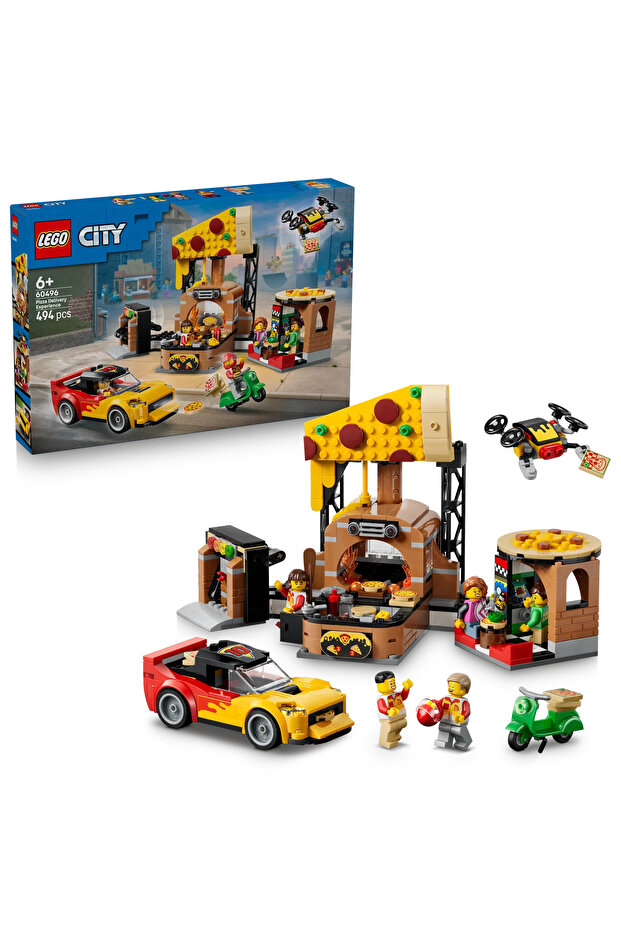 ® City Araçlarla Pizza Dağıtım Deneyimi 60496 - 6 Yaş Üzeri için Oyuncak Yapım Seti (494 Parça) - 1