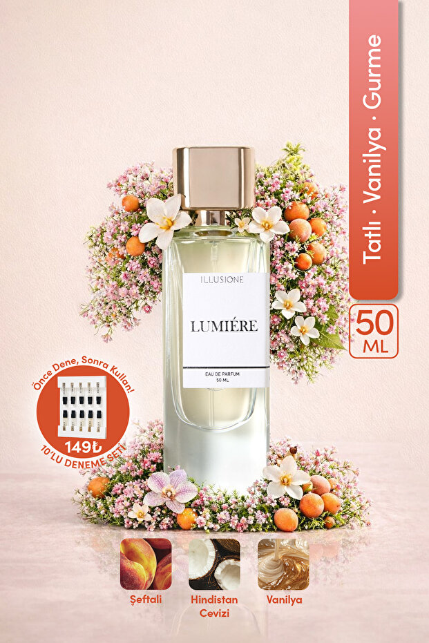ILLUSIONE FRAGRANCE Lumiére Edp Kadın Parfüm 50ml | Tatlı - Vanilya - Gurme | Narenciye, Müge, Orkide, Misk