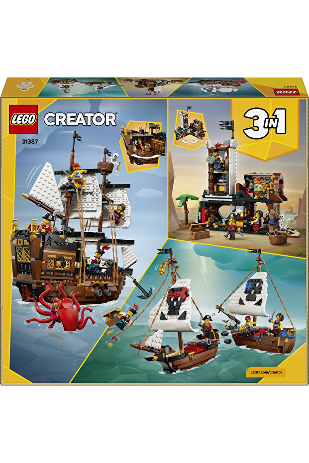® Creator 3’ü 1 Arada İkonik Korsan Gemisi 31387 - 9+ Yaş için Oyuncak Yapım Seti (1074 Parça) - 5