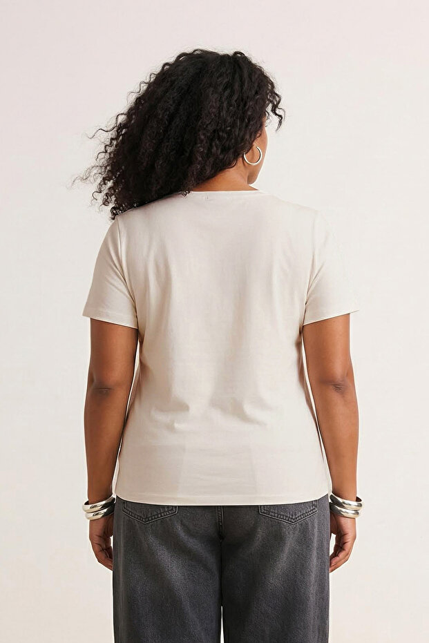Çok Renkli 2'li Paket Basic Örme Büyük Beden T-Shirt TBBSS22TS0705 - 5