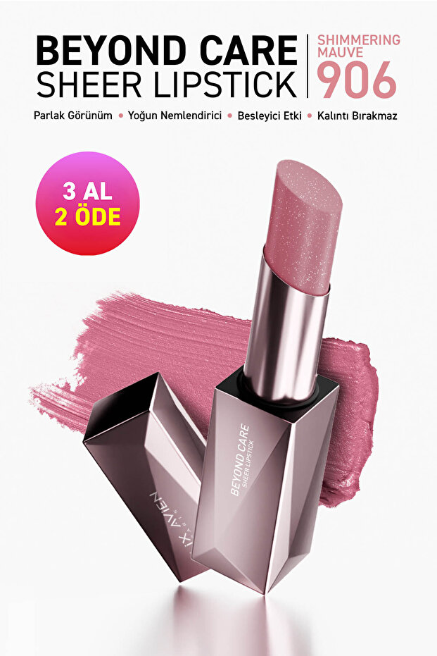Alix Avien Beyond Care Sheer Lipstick 906 - Shimmering Mauve - Yoğun Nemlendirici Besleyici Etki - Parlak Ruj
