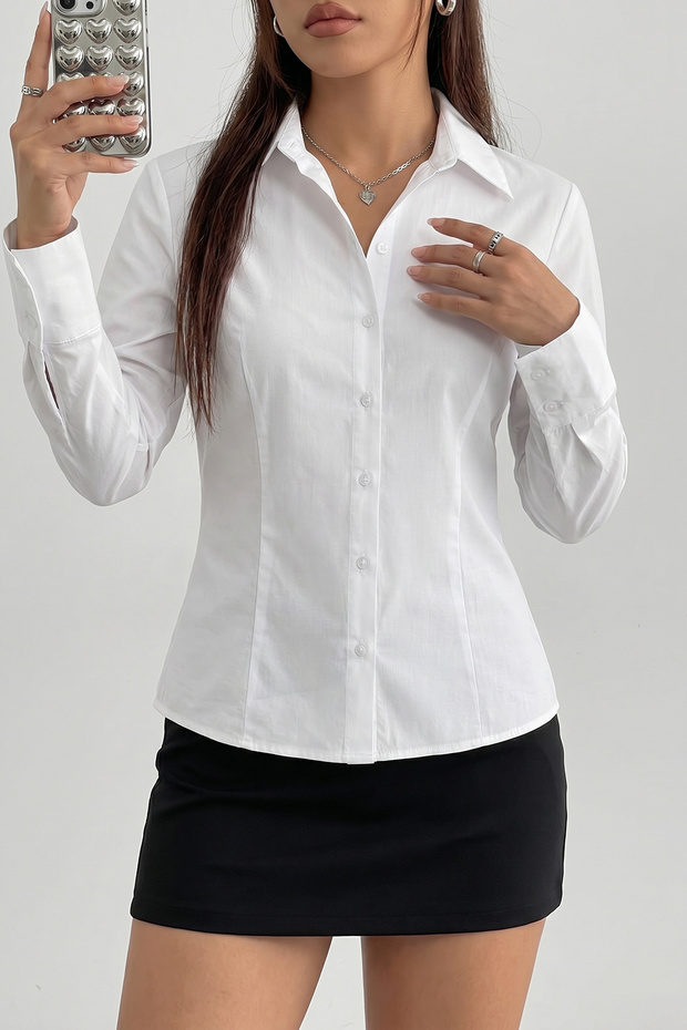 Wardrobe Essentials White Lightweight Slightly Fitted Cotton Woven Shirt TWOAW26GO00022