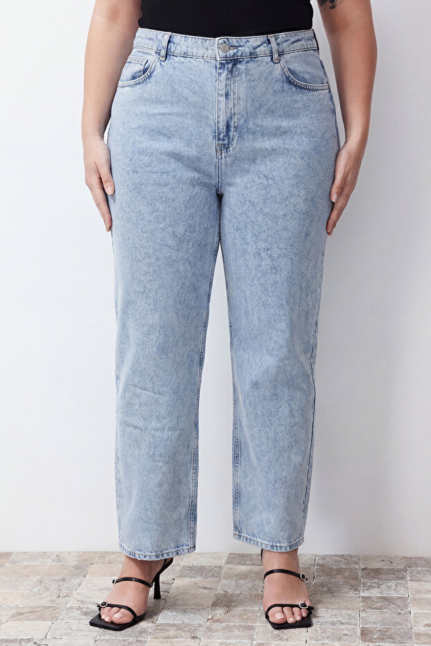Mavi Yüksek Bel Straight Fit Jeans TBBSS24CJ00026 - 3