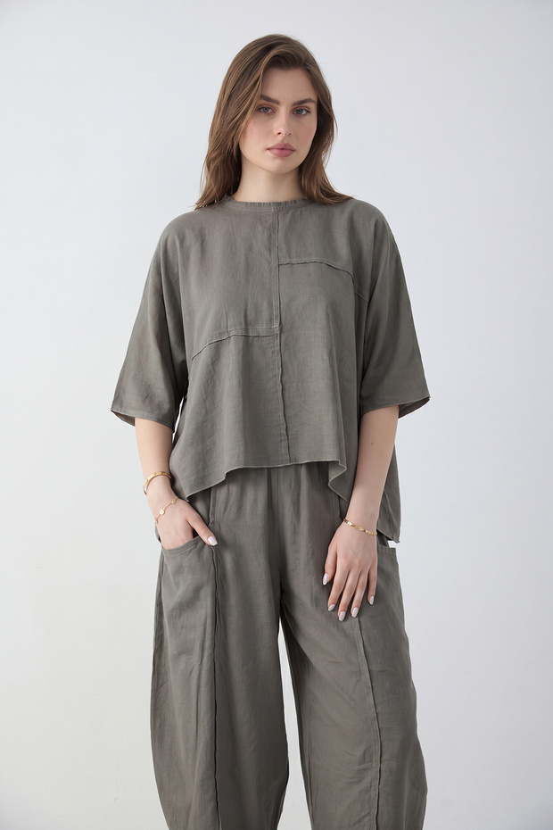 Taş Oversize Bluz Pantolon Alt - Üst Takım TWOSS26AU00176 - 3