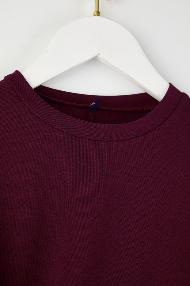 Bordo Yumuşak Kumaş Toka Detaylı Örme Tunik TCTAW26UK00000 - 7