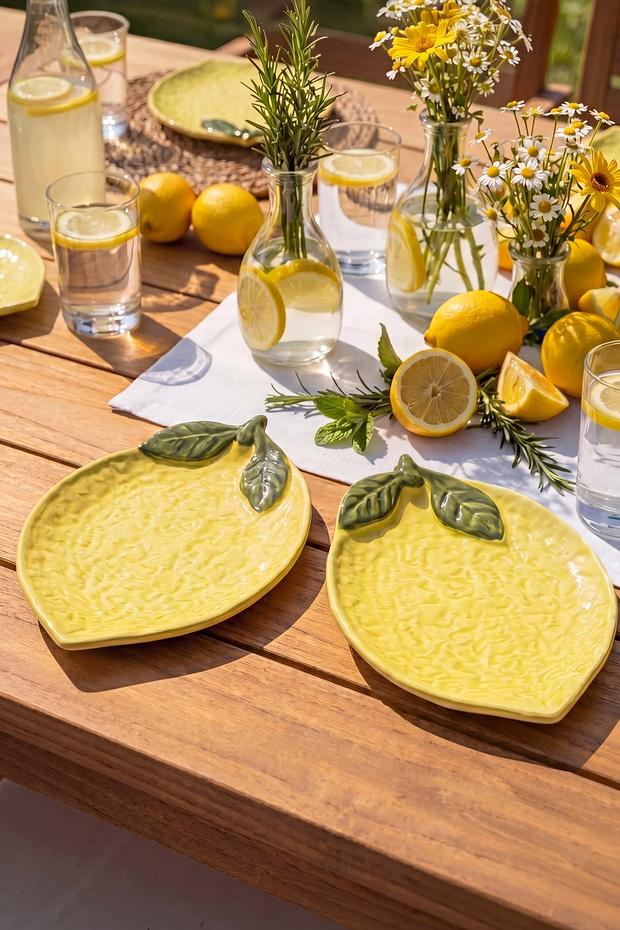 2'li Limon Şekilli 27x19cm Seramik Sunum Tabağı Seti TPHSS26TBK00054