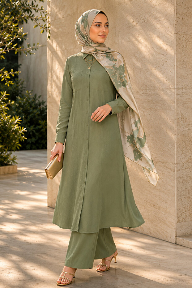 Pera Pantolonlu Double Suit Khaki