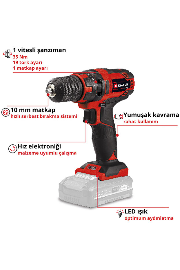 Akülü Vidalama TC-CD 18/35 Li-Solo PXC (18V, 10mm mandren, akü ve şarj olmadan) - 4513927 - 4