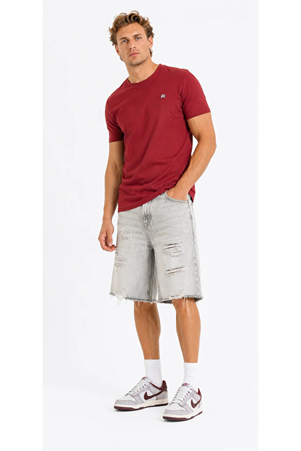 Fre Brick Crew Neck Cotton Slim Fit Men's Limited Edition Basic