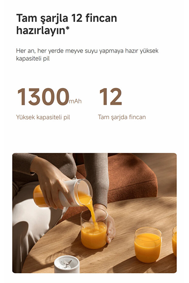 Portable Blender 300 ml Taşınabilir Şarjlı Kişisel Mini Smoothie Blender - 7