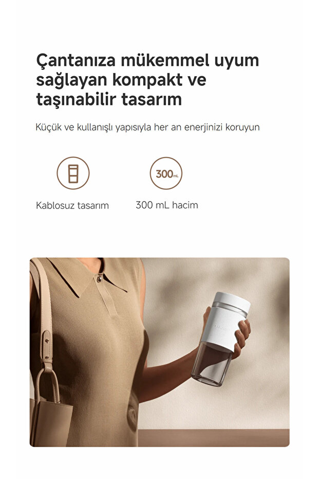 Portable Blender 300 ml Taşınabilir Şarjlı Kişisel Mini Smoothie Blender - 9