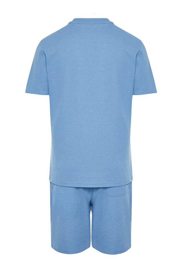 Mavi Regular Fit Waffle Şortlu Pijama Takımı TMNSS23PT00032 - 7