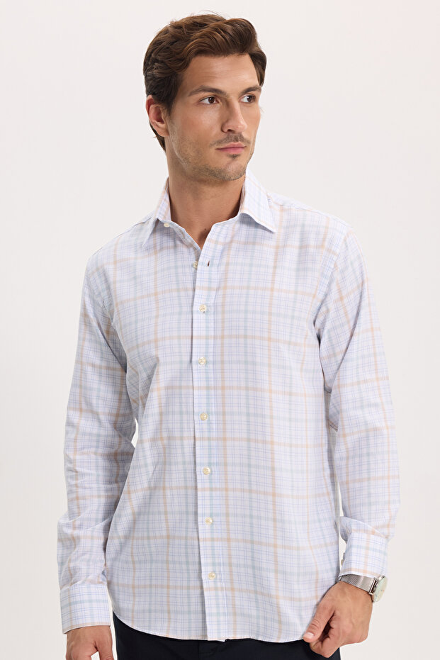 Men's Regular Fit Comfortable Cut 100% Cotton Premium Comfortable Fabric Long Sleeve Checkered Shirt