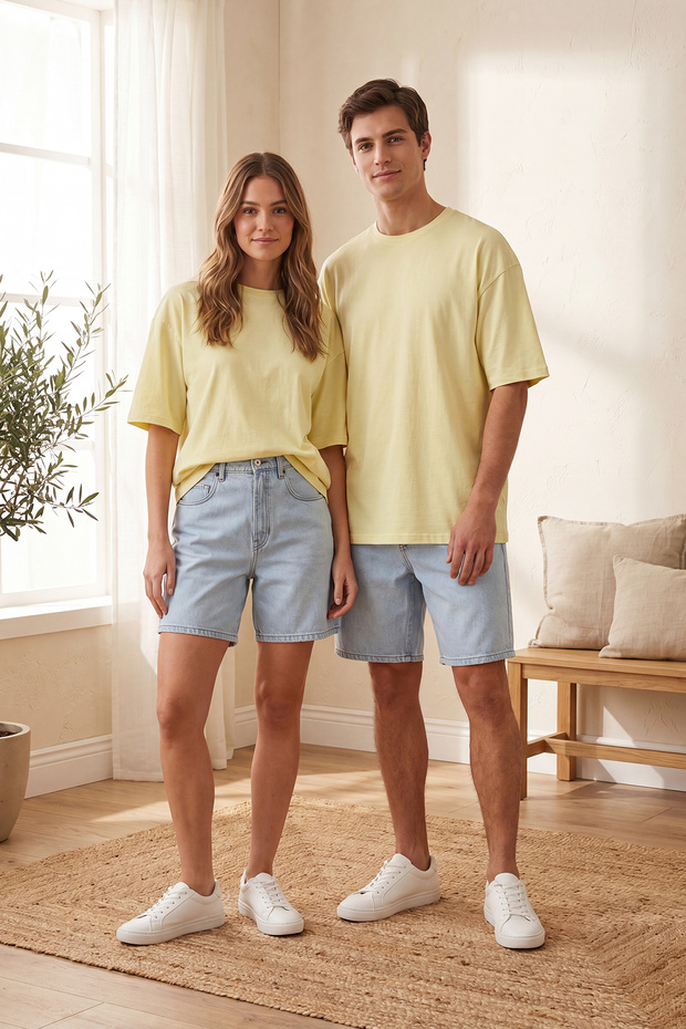 Unisex Sarı Oversize/Geniş Kesim %100 T-Shirt TMNSS22TS0318 - 2