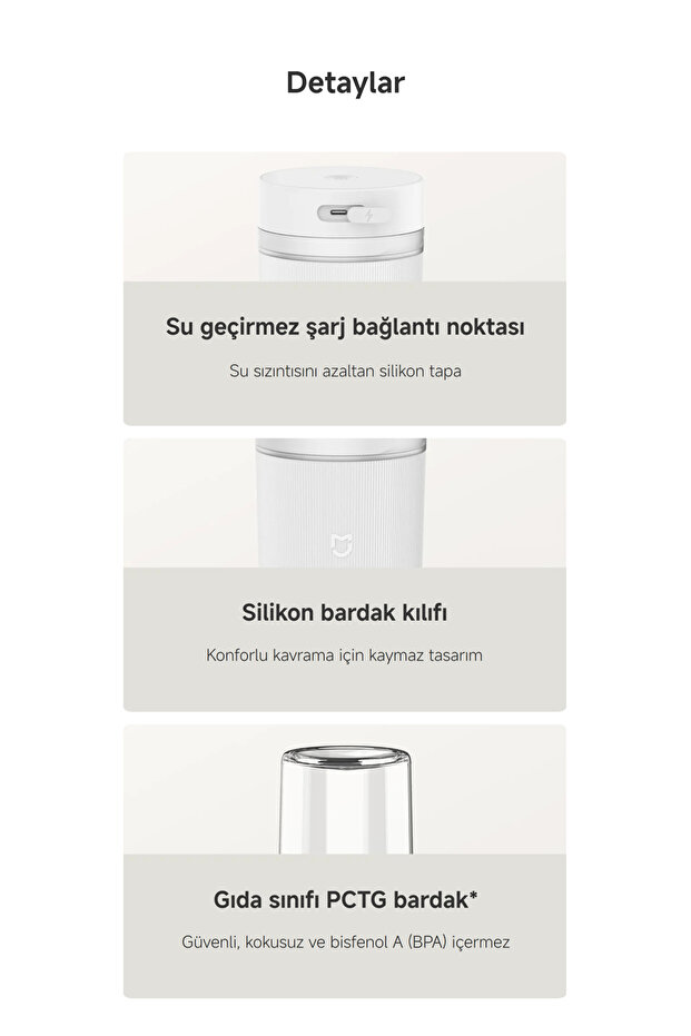 Portable Blender 300 ml Taşınabilir Şarjlı Kişisel Mini Smoothie Blender - 14