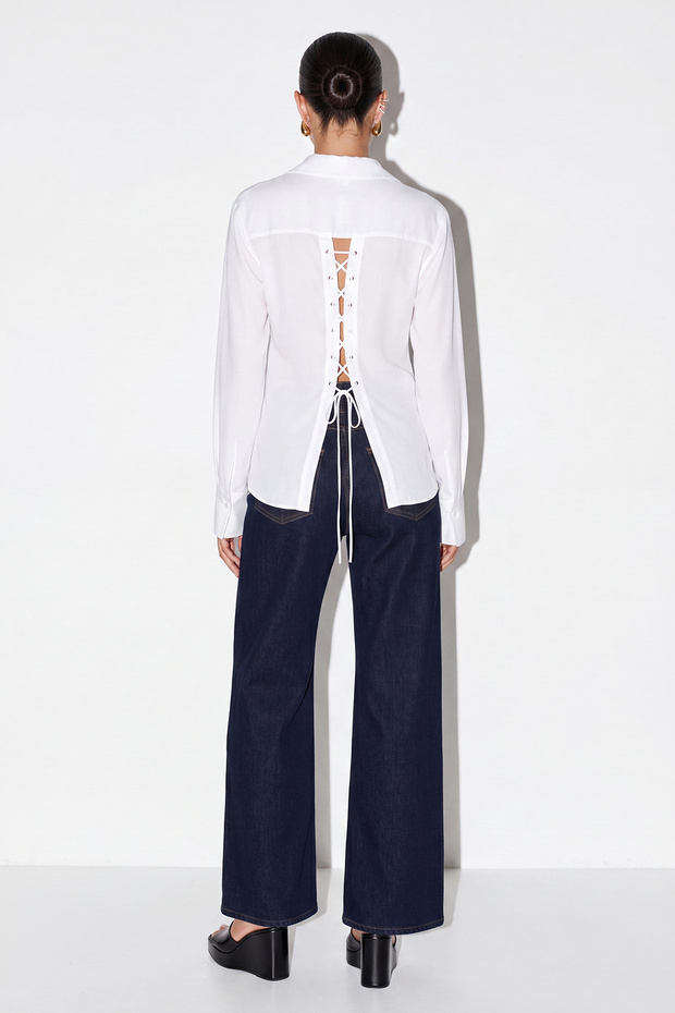 Lacivert Esnek Kumaş Flare İspanyol Paça Jeans TDRSS26PL00040 - 3
