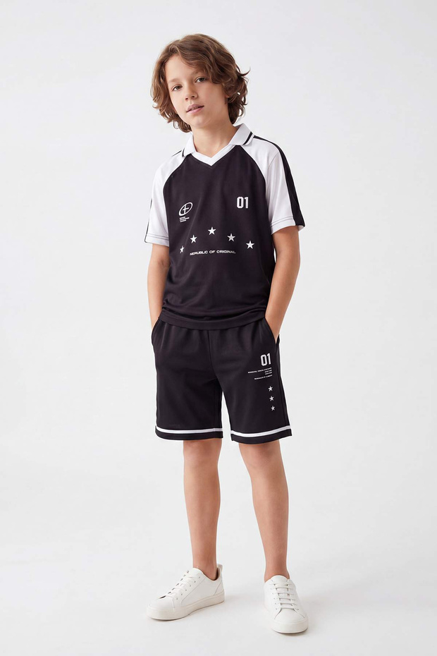 Siyah Düz Örme Şort & Bermuda TKDSS26SR00026 - 1