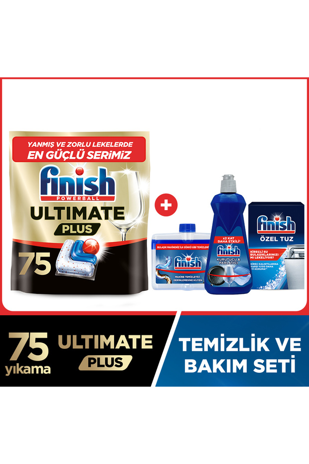 Ultimate plus dishwasher detergent capsule tablet 75 pieces + cleaning and maintenance set
