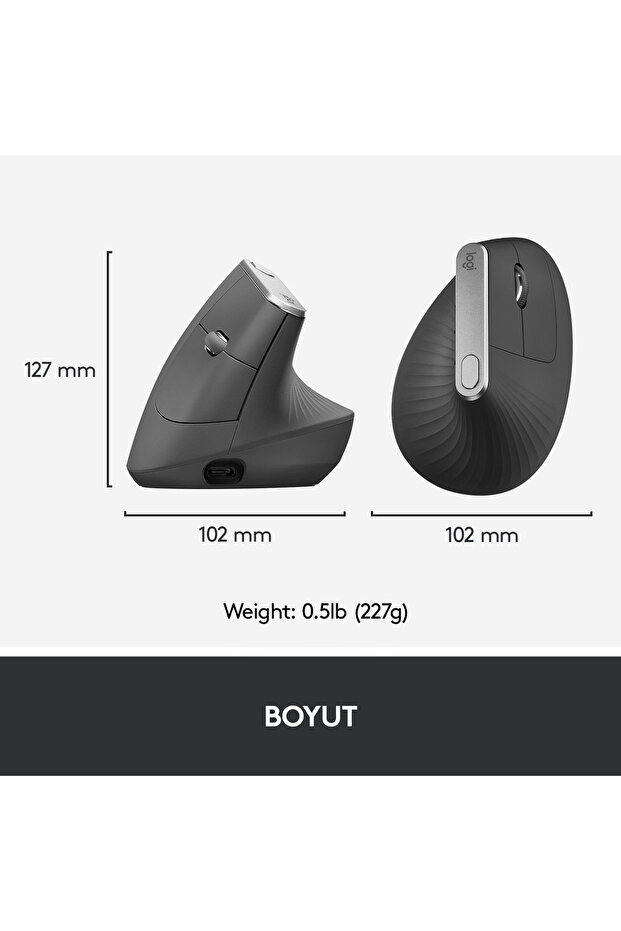 MX Vertical Gelişmiş 4000 DPI Ergonomik Dikey Mouse, Siyah 910-005448 - 8