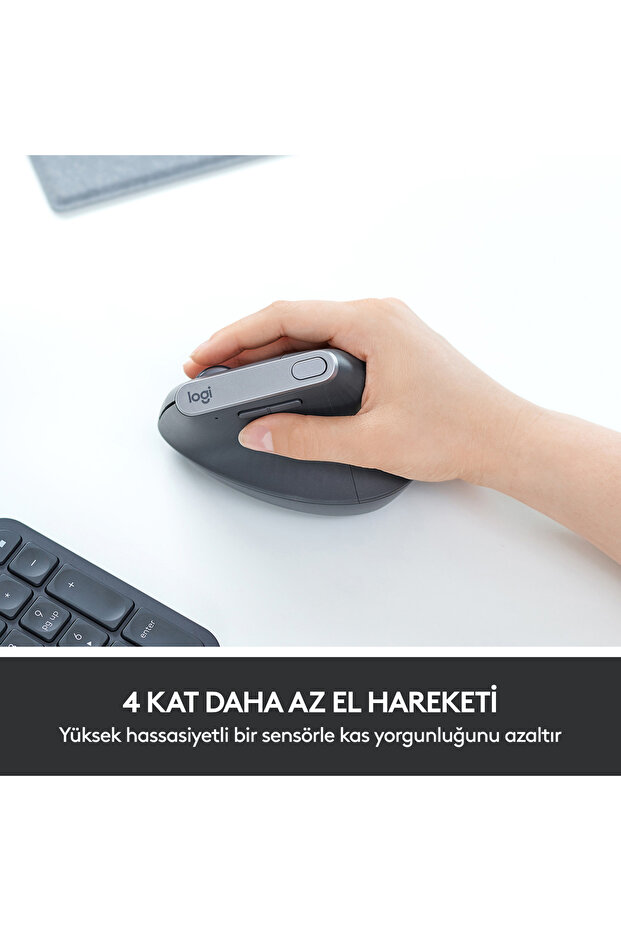 MX Vertical Gelişmiş 4000 DPI Ergonomik Dikey Mouse, Siyah 910-005448 - 6