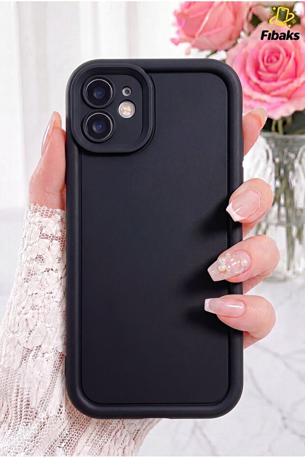 iPhone 11 Case with Camera Protection Soft Textured Colorful Silicone Cover Black