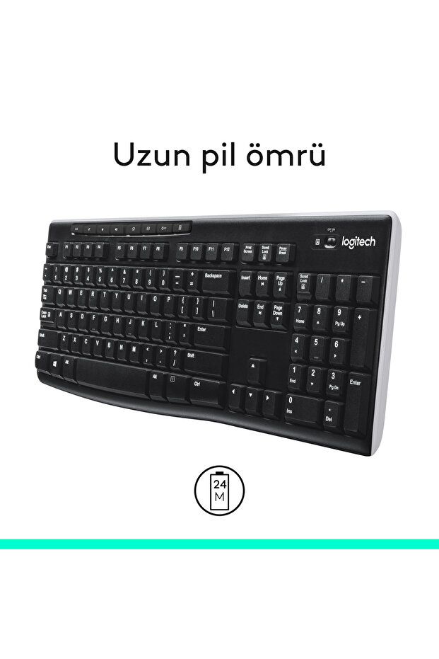 K270 Tam Boyutlu Kablosuz Türkçe Q Klavye, Siyah 920-003761 - 4