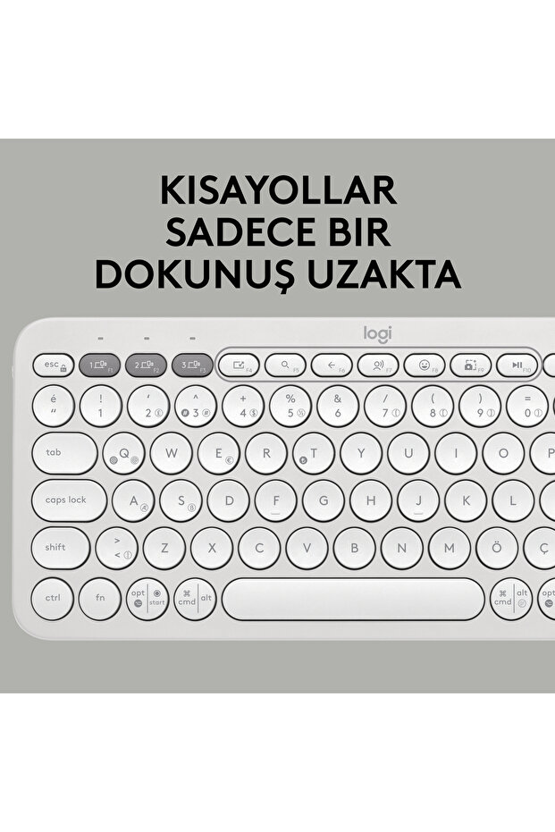 K380s Pebble Keys 2 Çoklu Cihaz Özellikli Bluetooth Türkçe Q Klavye, Beyaz 920-011860 - 5